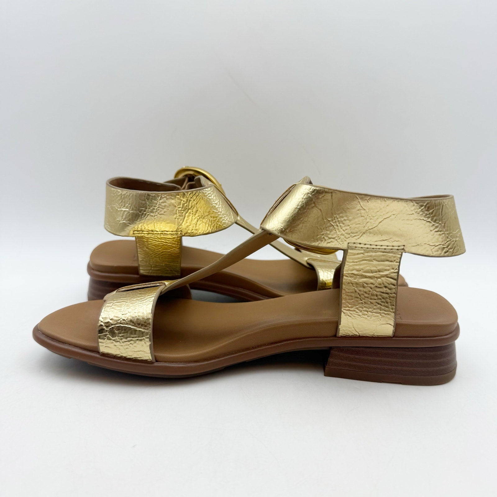 Naturalizer Womens Brandy Sandals US 5 M EU 35 Dark Gold Vegan Leather NWOT