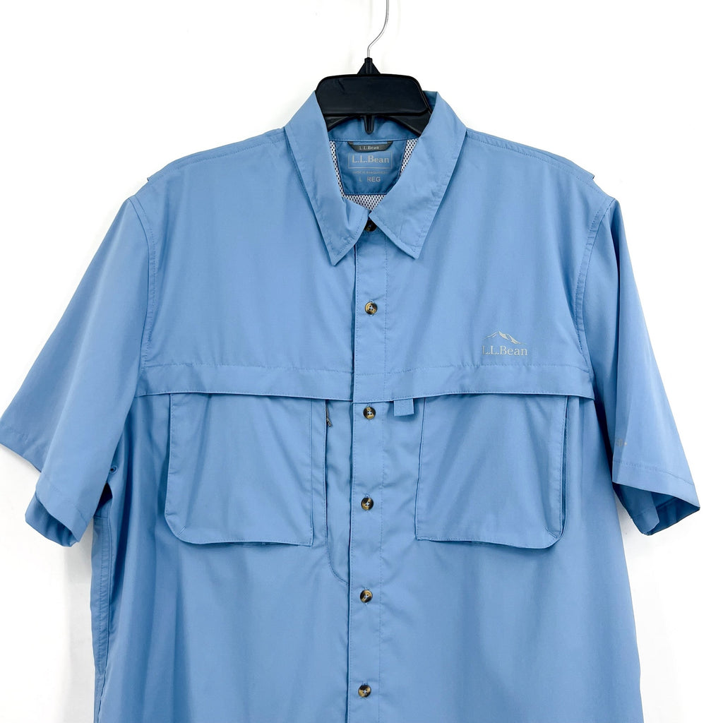 L.L. BEAN Mens Tropicwear Shirt Large Soft Blue Button Down Casual Outdoors NWT