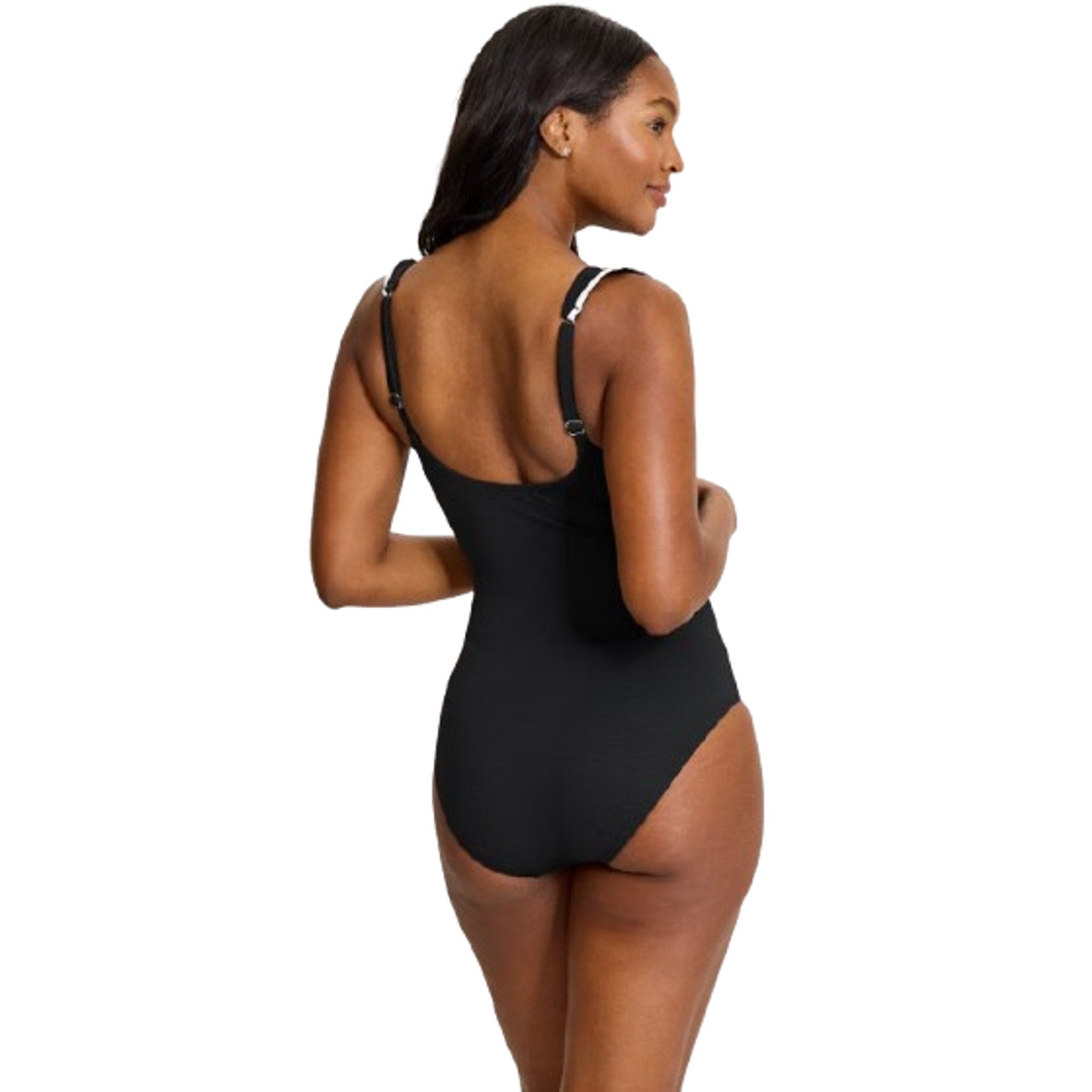 TOMMY BAHAMA Island Cays Cabana Wrap-Front One-Piece Swimsuit 14 Black NWT