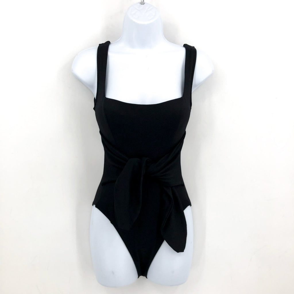 L*SPACE Women's Balboa Classic One Piece Swimsuit XS Black Tie Waist NWT