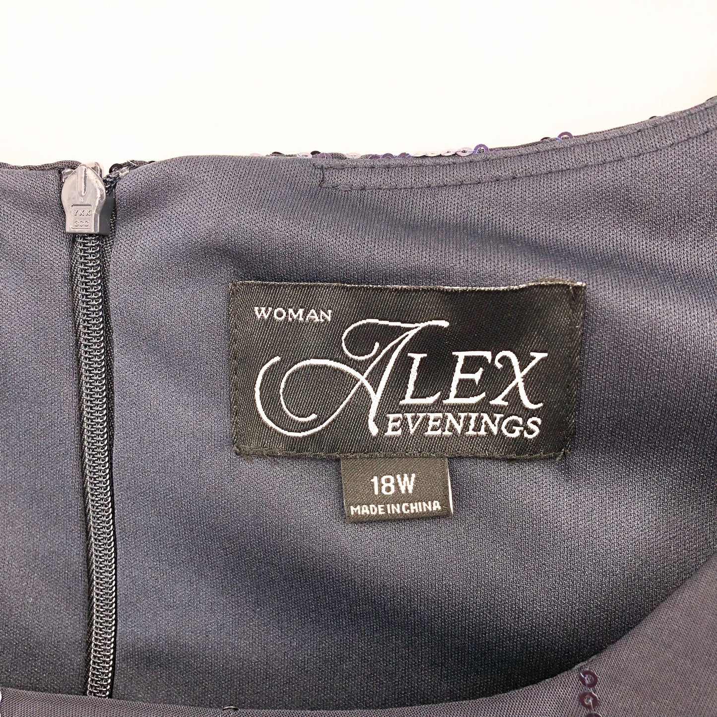 ALEX EVENINGS Chiffon & Sequin Dress & Jacket Set 18W Navy Blue Formal NWT