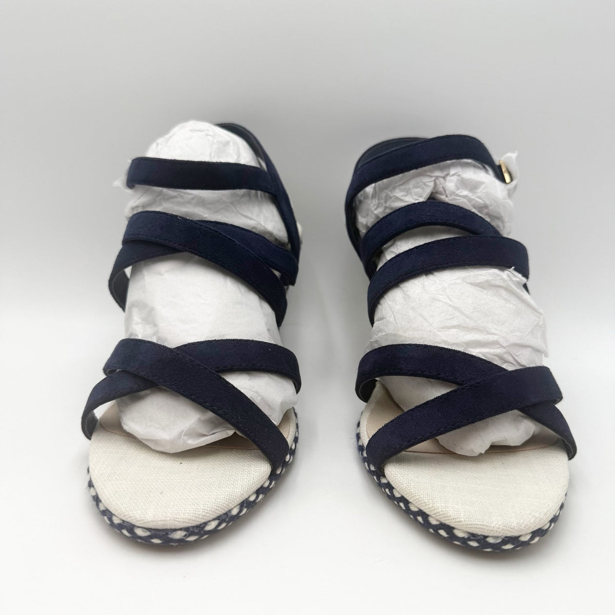 DOLCE Vita Womens DV8 Plume Wedge Sandals Size 9 Navy Blue Espadrille NWOB