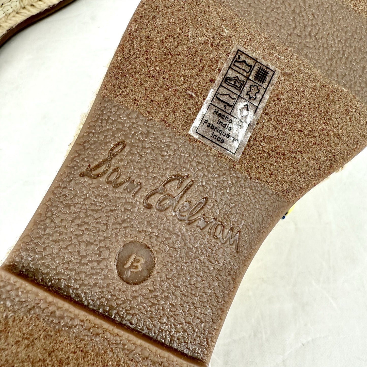 Sam Edelman Kids Kayden Slingback Sandal US 13 M Beige Multicolor Leather NIB