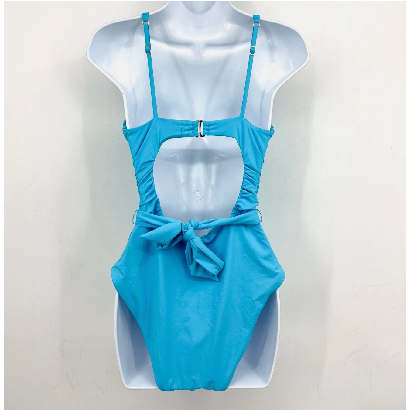 BECCA Garden Of Eden Magnolia Plunge One Piece Swimsuit Small Pool Blue NWT