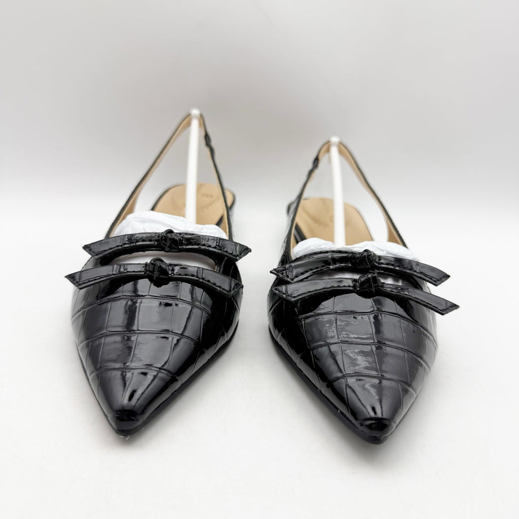 Bandolino Womens Aleeza Flats US 6 M Black Croc Vegan Leather NIB