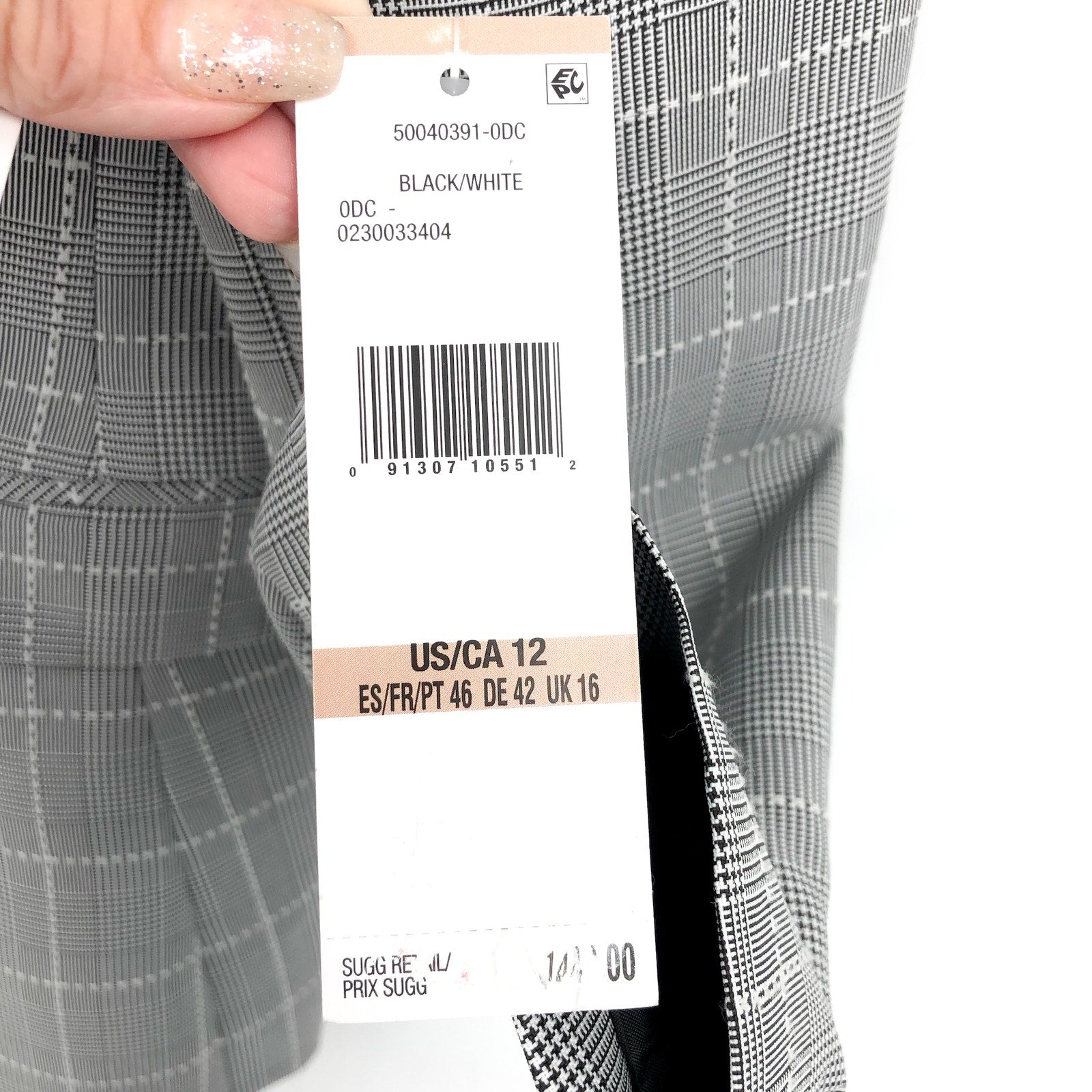 LE SUIT Women's Single Button Suit Jacket Size 12 Grey Black Plaid Blazer NWT