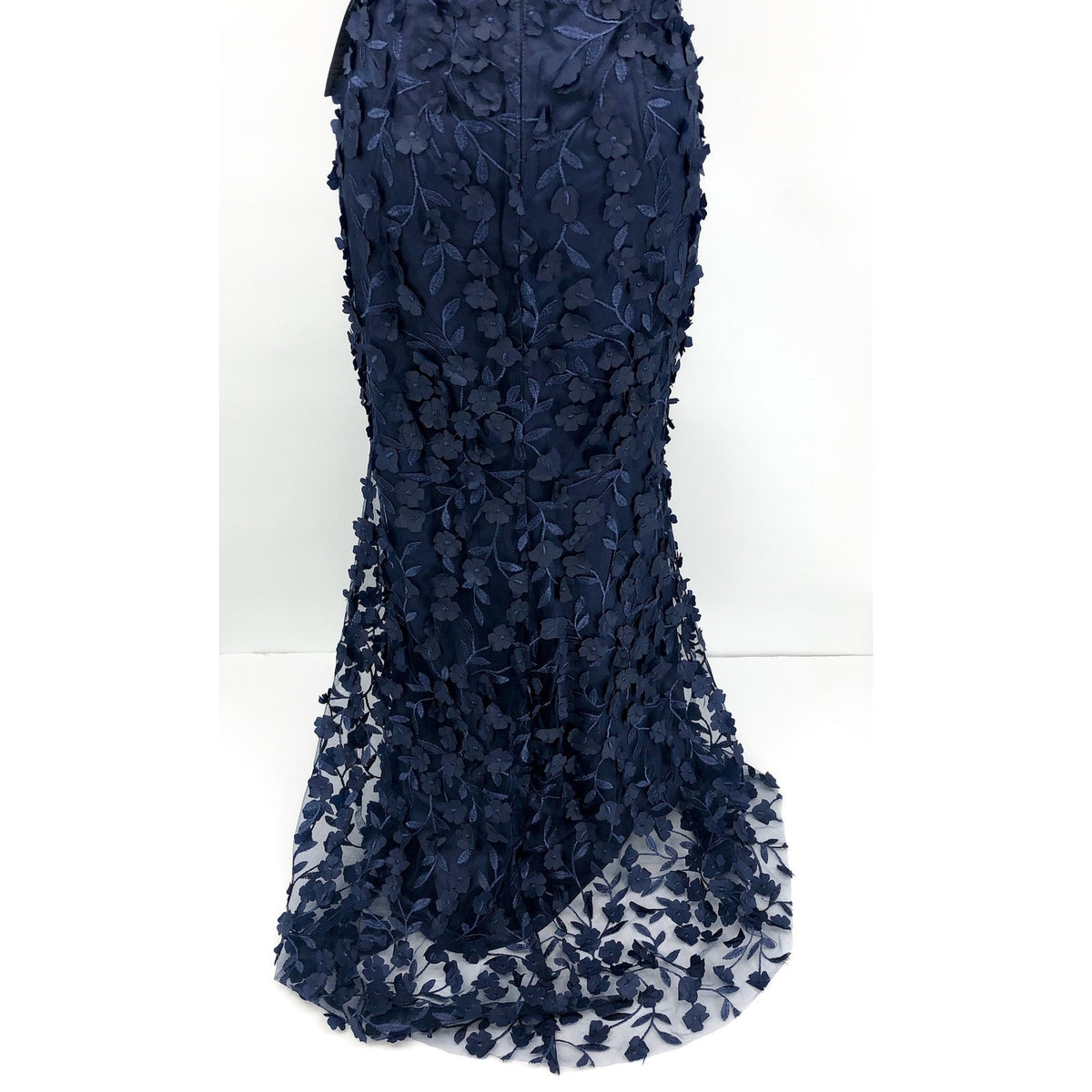 ELIZA J Women's Off The Shoulder 3D Floral Gown Size 10 Navy Blue Tie Dress NWOT