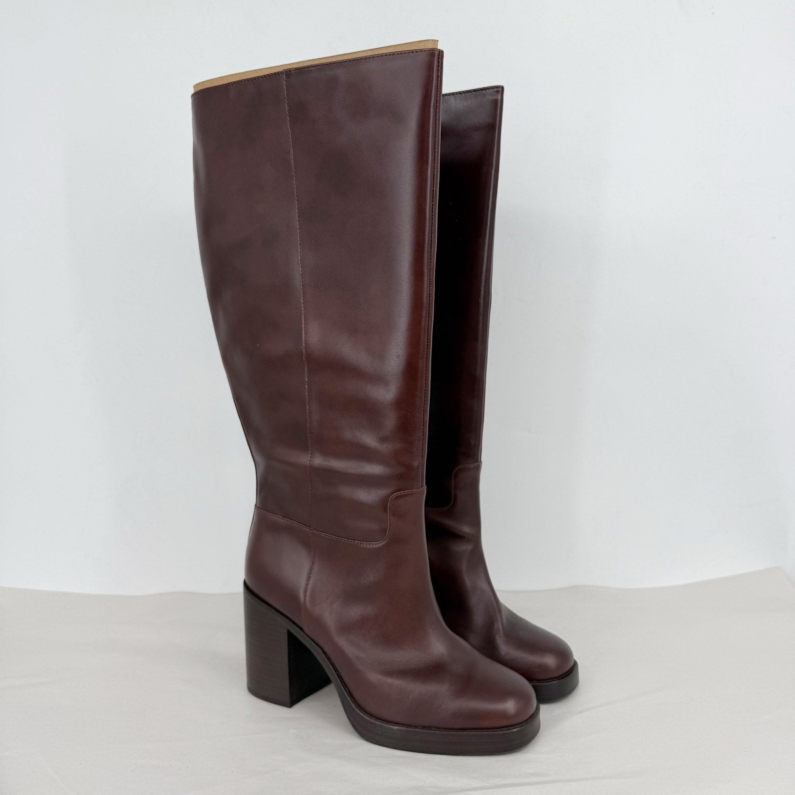 Vince Camuto Womens Gibi Knee High Boots US 12 Wide XWCalf Mahogany Leather NWOB