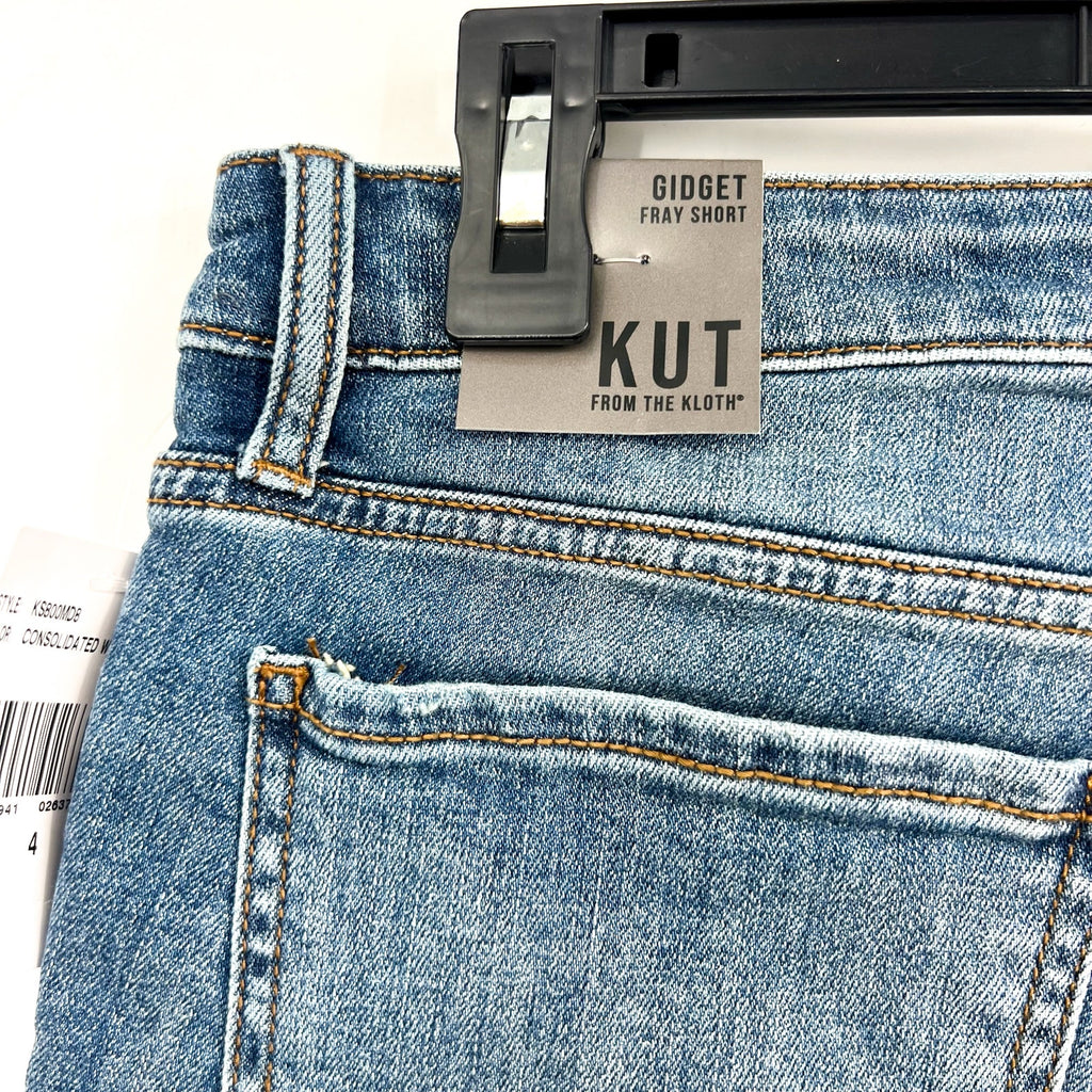 KUT FROM THE KLOTH Women's Gidget Fray Denim Shorts Size 4 Consolidated Blue NWT