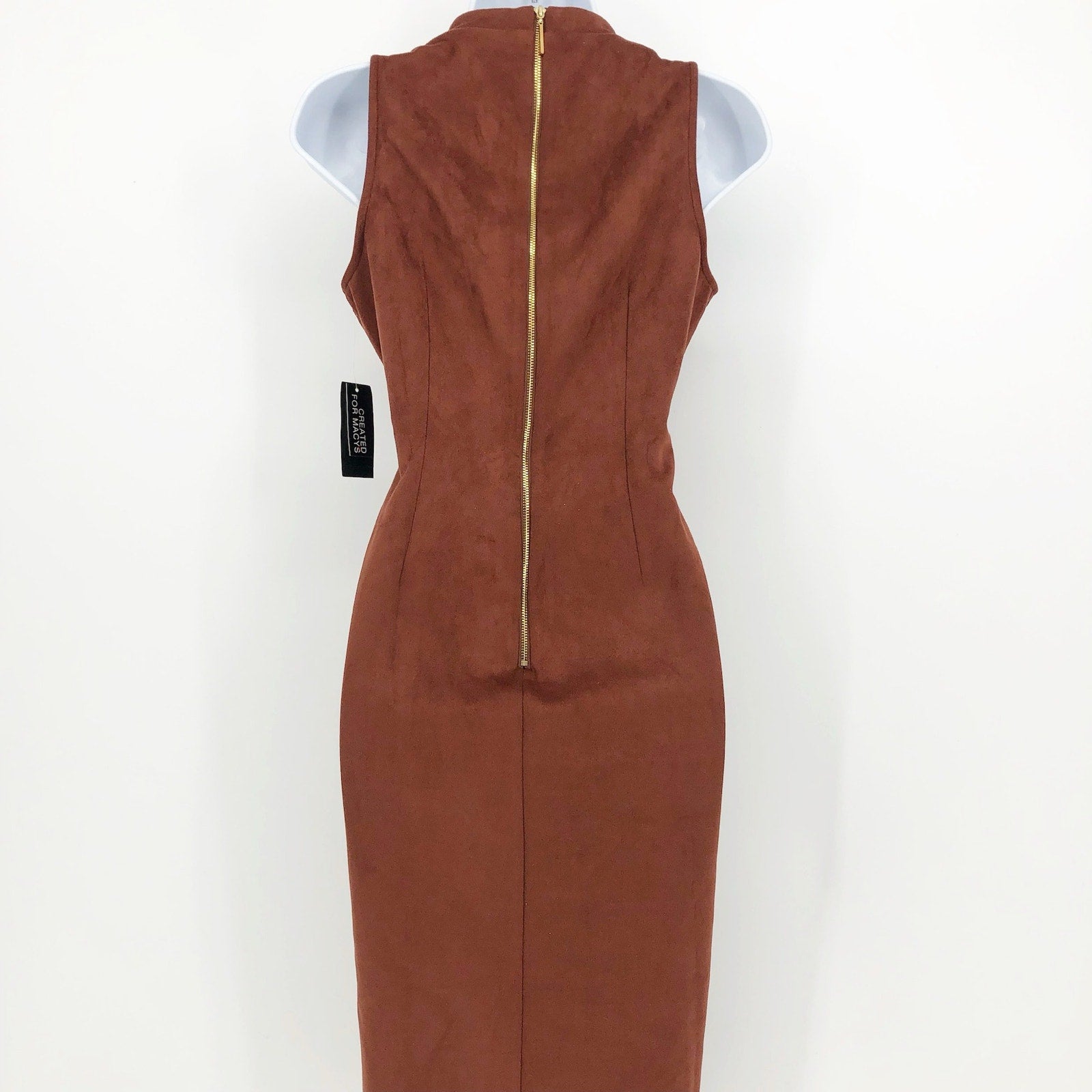 INC International Concepts Midi Dress SIZE 2 Brown Faux Suede Sleeveless NWT