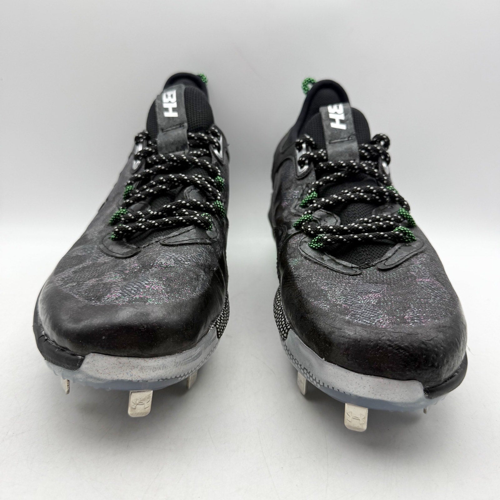 Under Armour Mens Harper 8 Low ST Metal Baseball Cleats US 6.5 Black Green NWOB