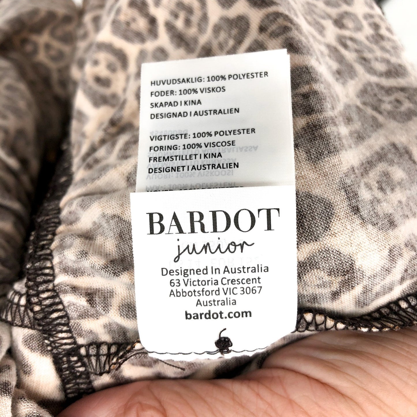 BARDOT JUNIORS Girls Keira Dress Size 14 Brown Leopard Knit Tiered Long Sleeves