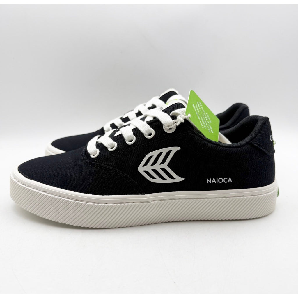 Cariuma Womens Naioca Sneakers Size 8.5 Black Off White Organic Canvas NIB