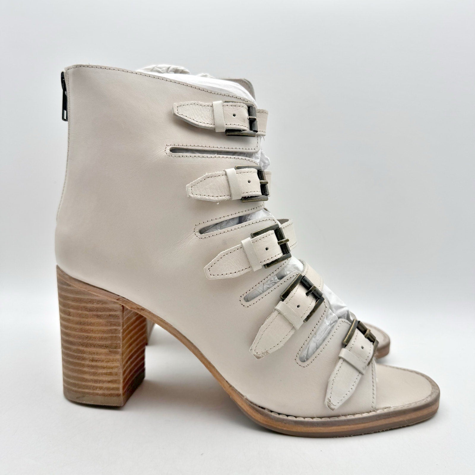 Vintage Foundry Co Womens Lauralyn Heel Sandals US 10 Cream Ivory Leather NIB