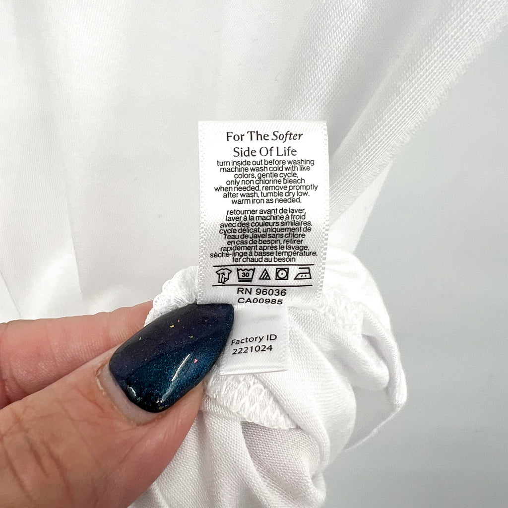 EBERJEY Giselle Relaxed Shorts PJ Set Medium White Ice Blue Tencel Modal NWT