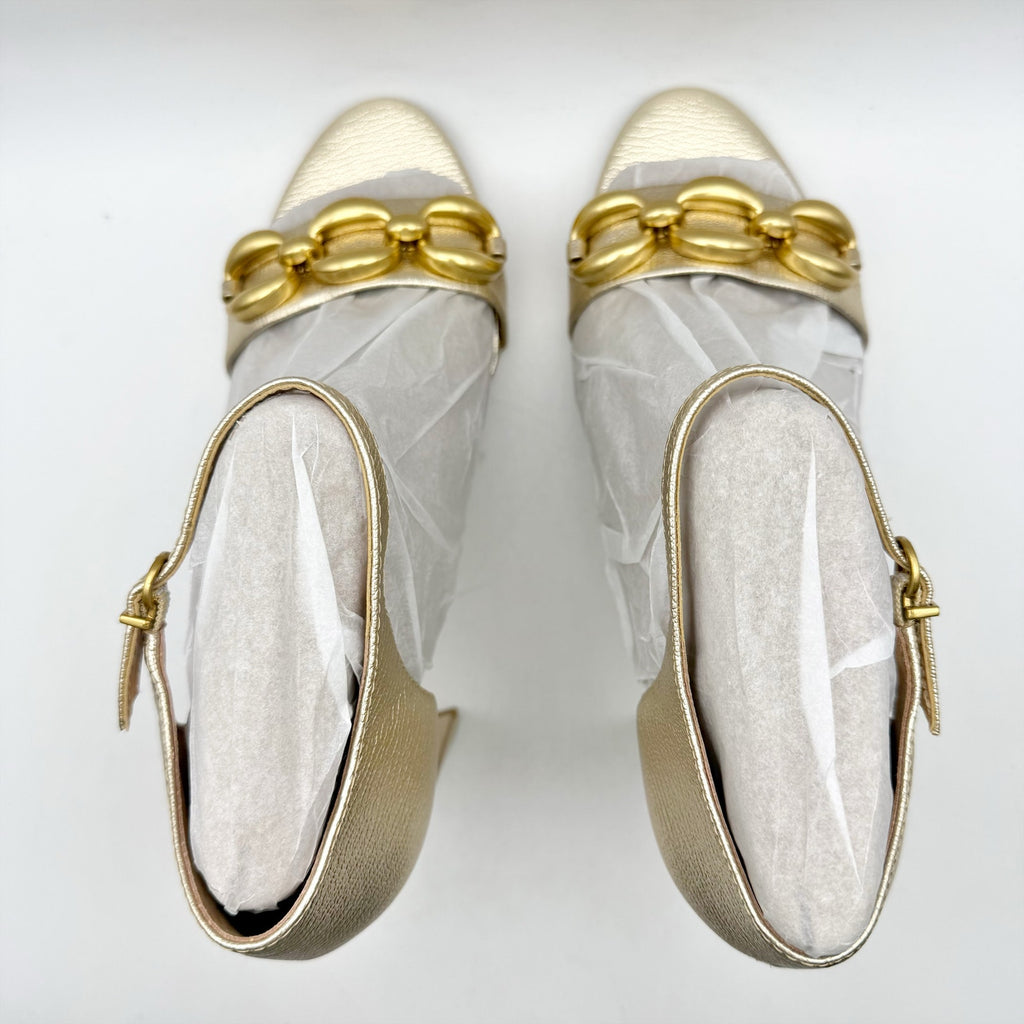 Vince Camuto Womens Aurelia Heel Sandals Size 12 M EU 43.5 Gold Leather NIB