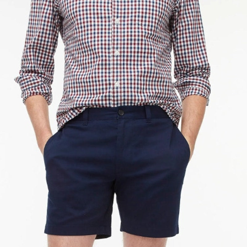J.CREW Mens Flex Chino Short Size 33 Navy Blue Twill 7" Inseam LO923 NWT
