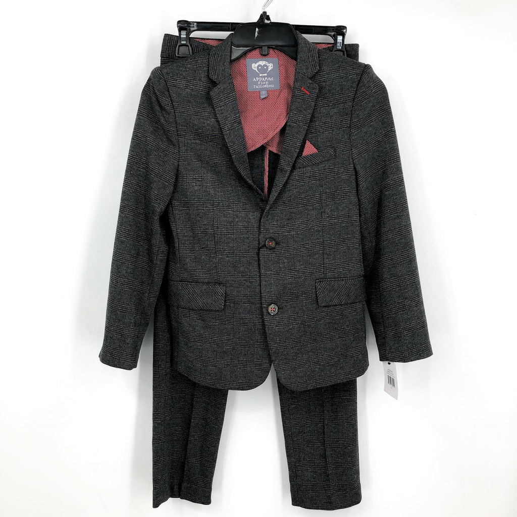 APPAMAN Boy's Two-Piece Stretchy Mod Suit Set Size 12 Grey Glen Plaid NWT