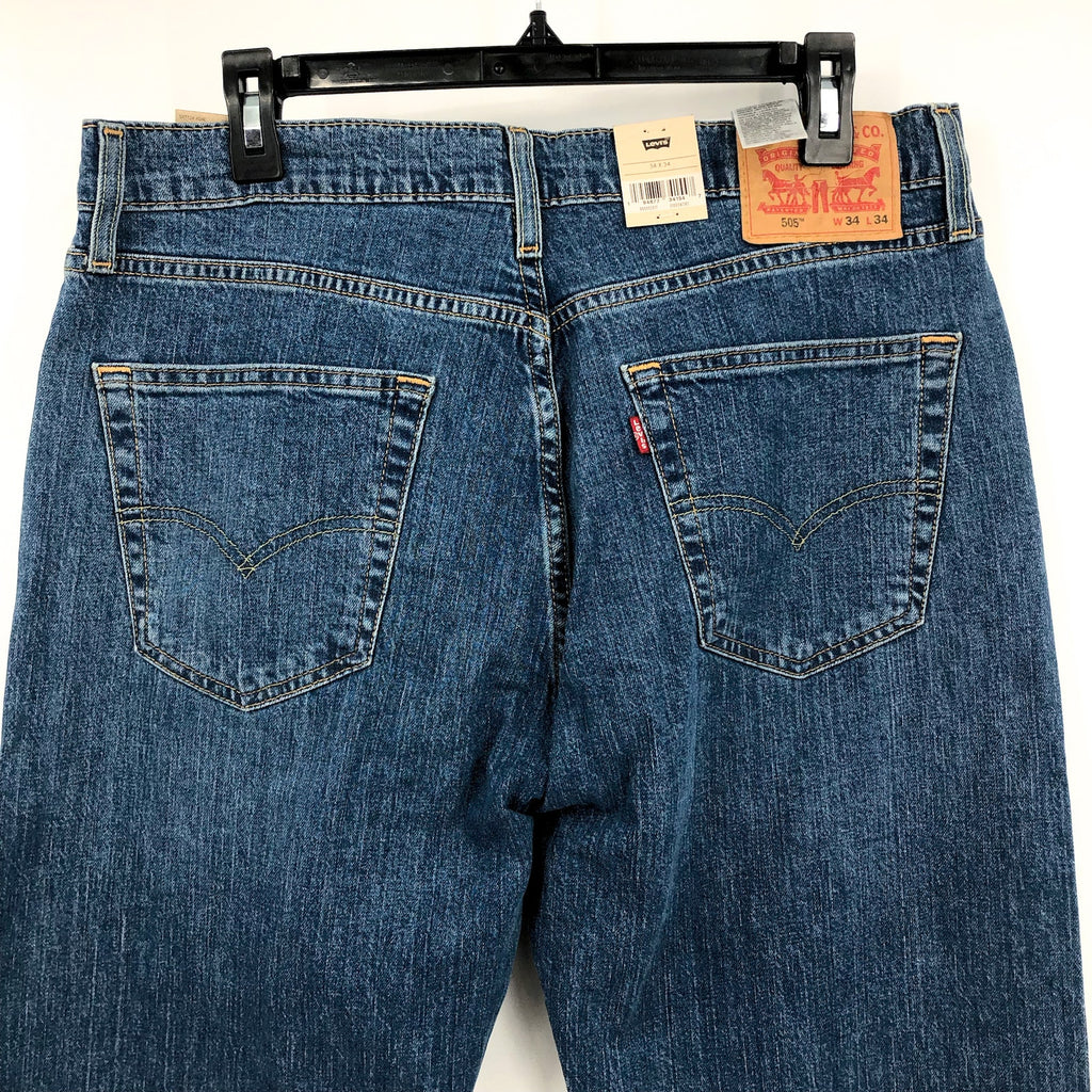LEVI'S Men's 505 Regular Fit Jeans 34x34 Medium Blue Fremont NWT 00505-2217