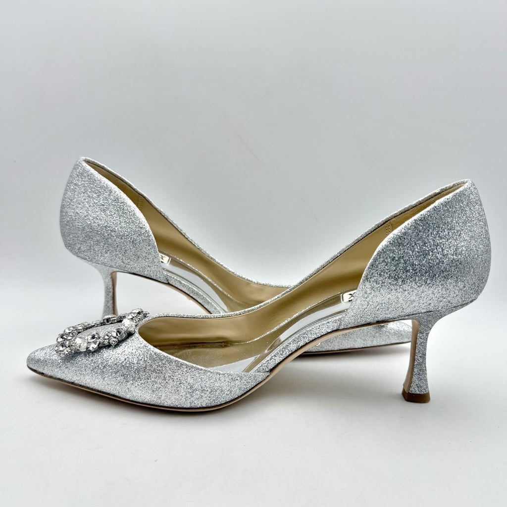 Badgley Mischka Womens Fabia ll Pumps Size 10 Silver Satin Embellished NWOB