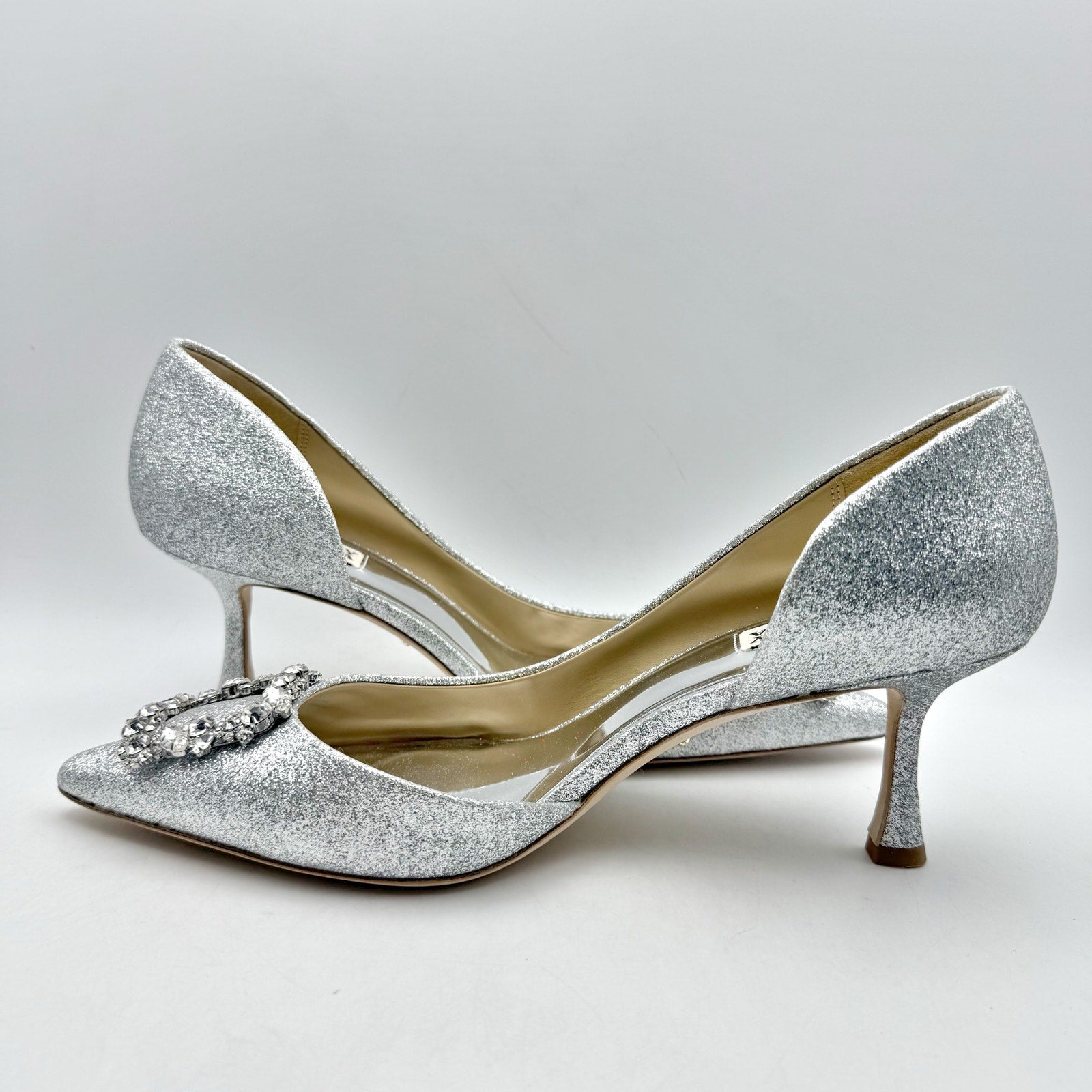 Badgley Mischka Womens Fabia ll Pumps Size 10 Silver Satin Embellished NWOB