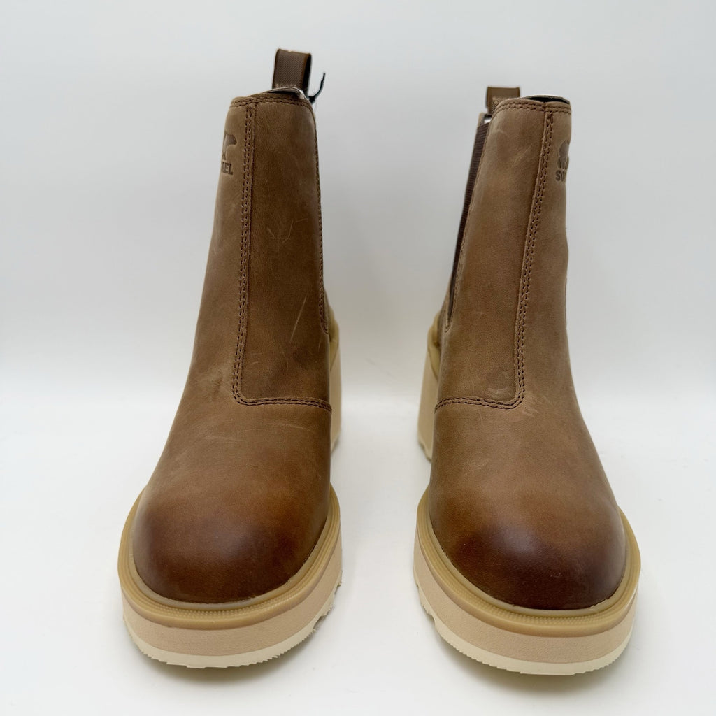 Sorel Womens Hi-Line Heel Chelsea Boot US 8 Taupe Tan Leather Waterproof NIB