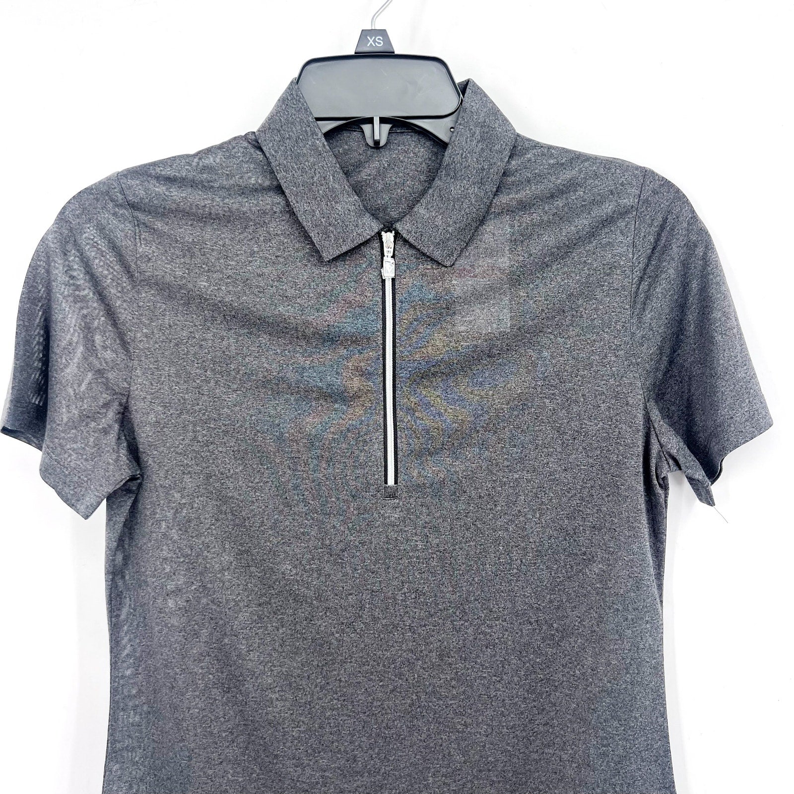 CALLAWAY Womens Golf Polo Shirt Medium Black Heather 1/4 Zip Short Sleeve NWT