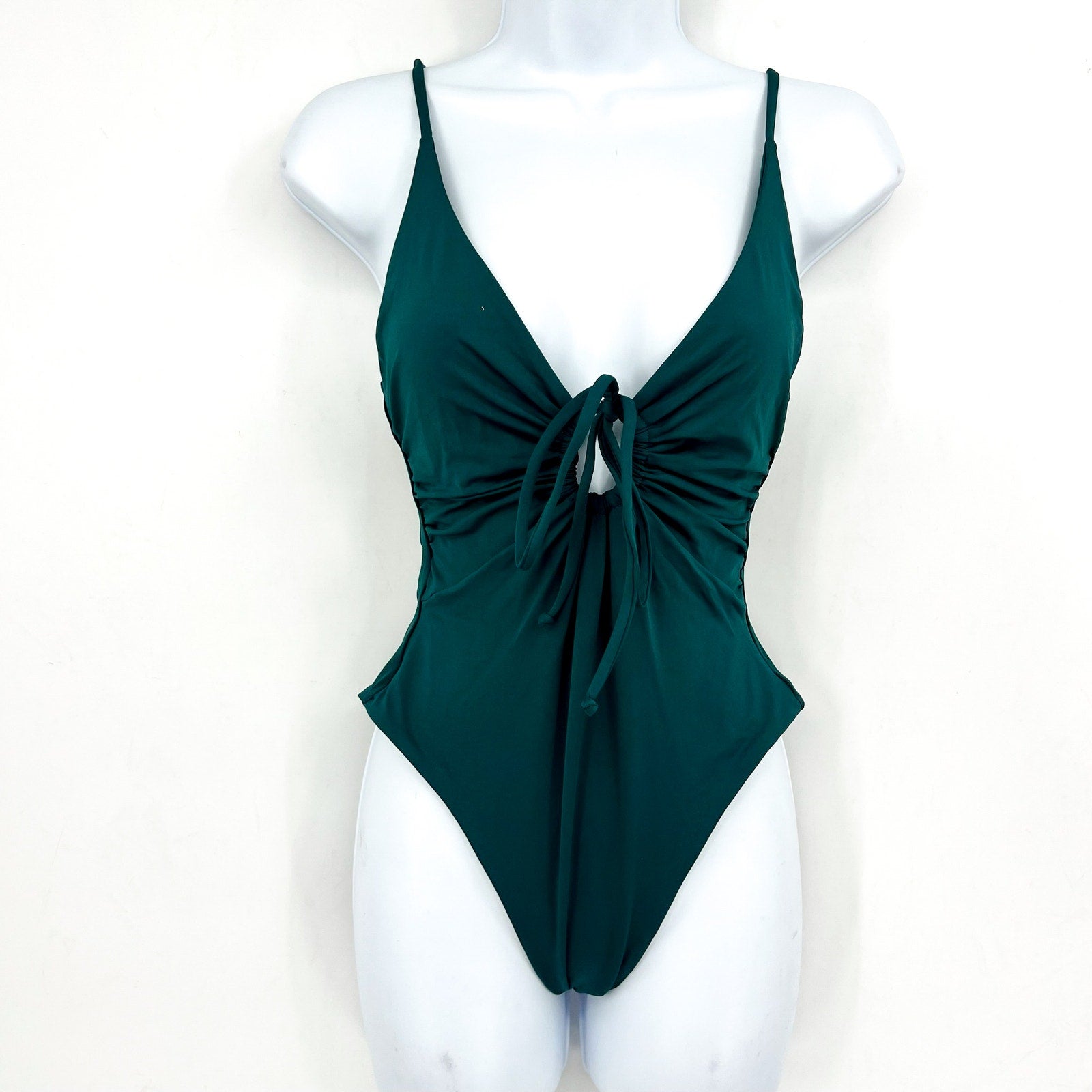 L*SPACE Women's Piper Classic One Piece Swimsuit Medium Green Deep Teal NWT