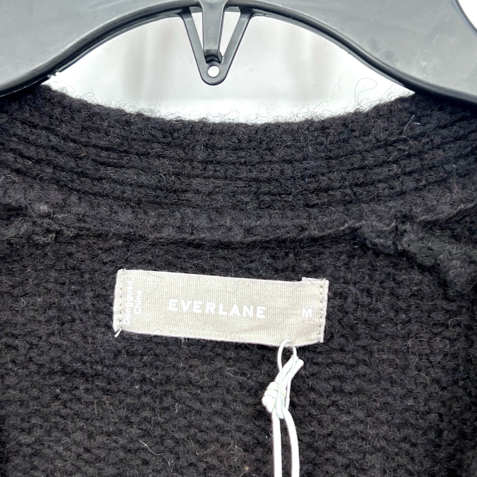 EVERLANE Men's The Cloud Relaxed Cardigan Sweater Medium Black Merino Wool NWT