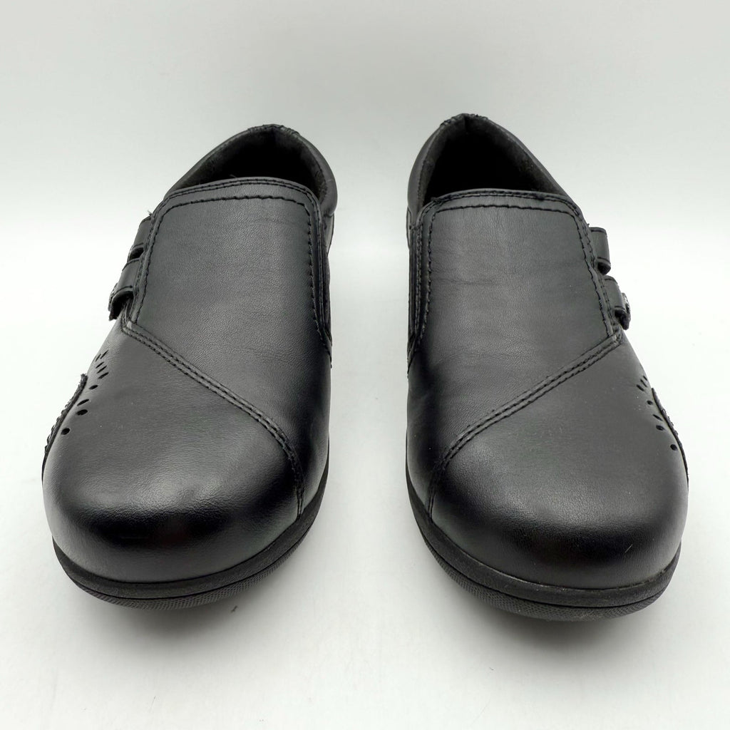 Rockport Womens Daisey Work Slip-On Shoe US 5.5 Wide Black Leather Alloy Toe NIB