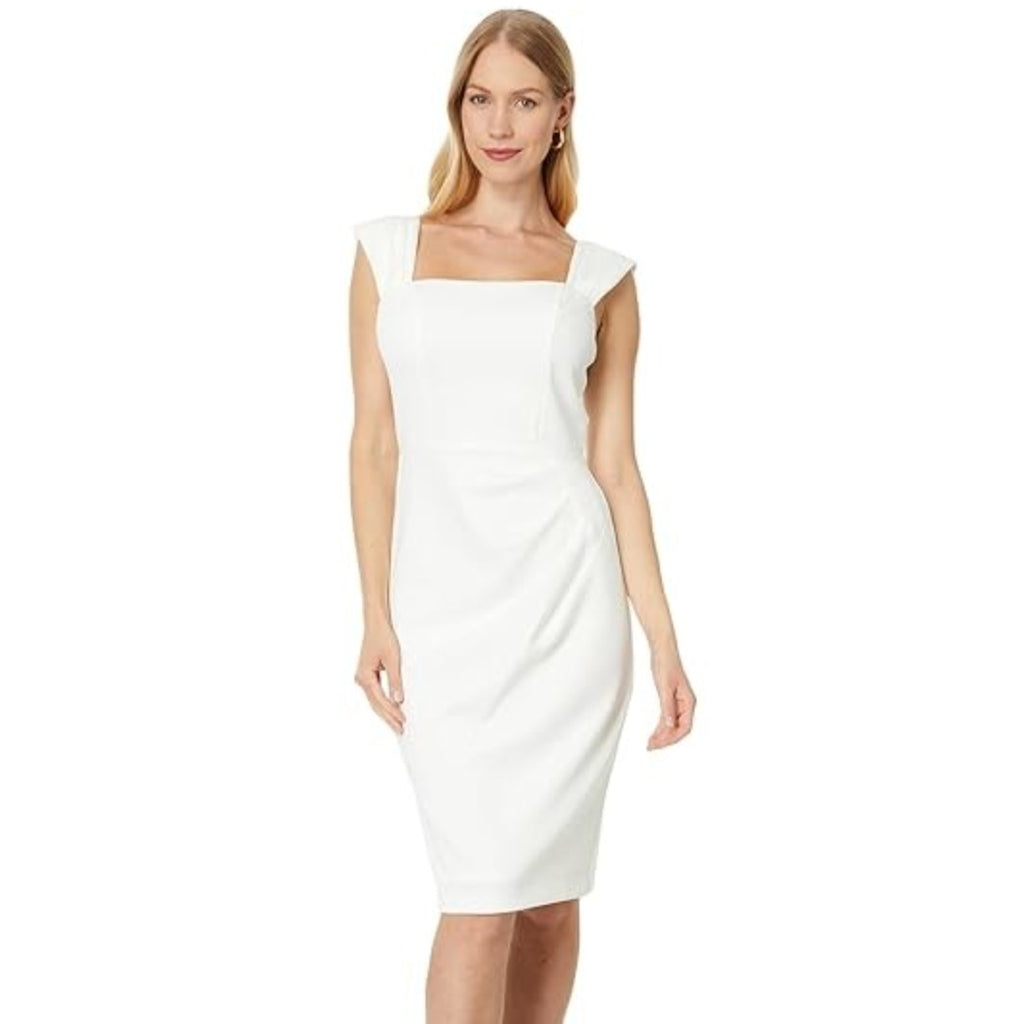 VINCE CAMUTO Women's Scuba Sheath Dress Size 12 White Square Neck NWT