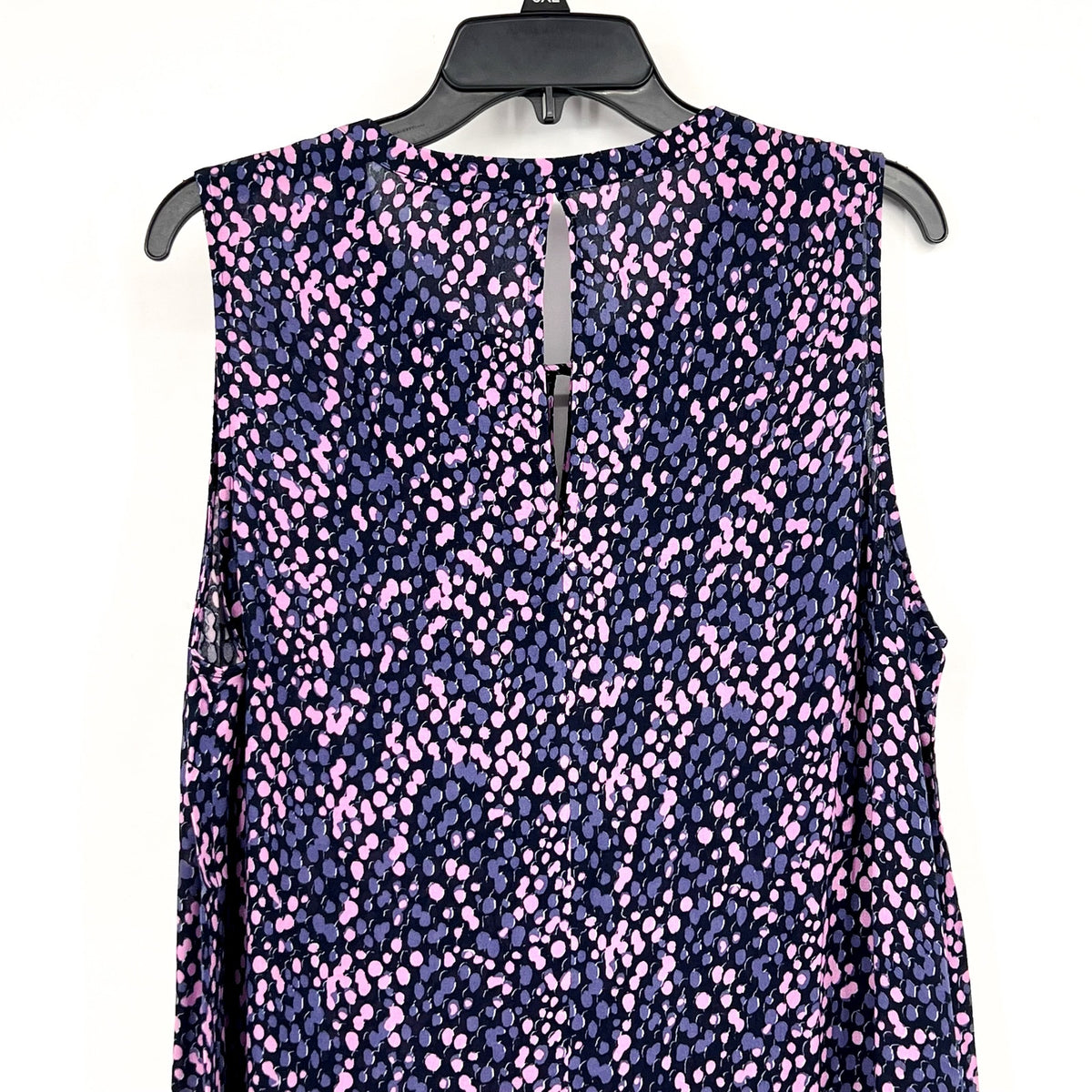 DANIEL RAINN Women's Sleeveless Blouse 3X Purple Pink Print Tie-Front NWT