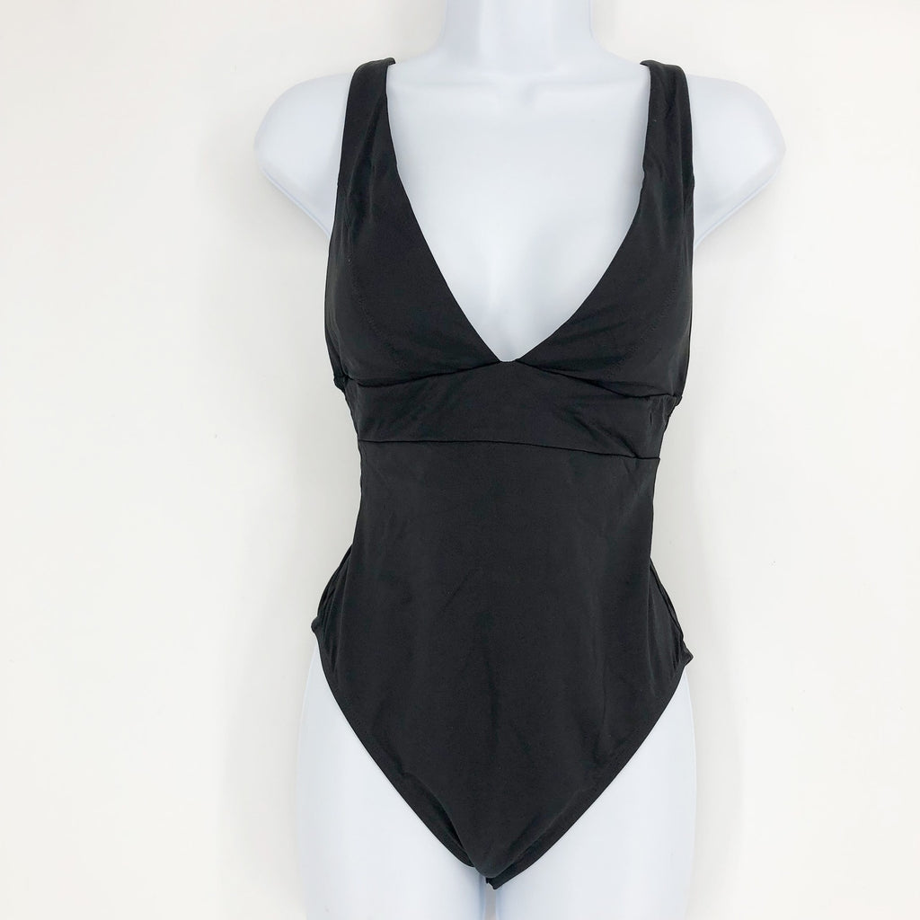 ANDIE SWIM Sardinia One Piece Swimsuit Small Tall Black Plunge V Neck