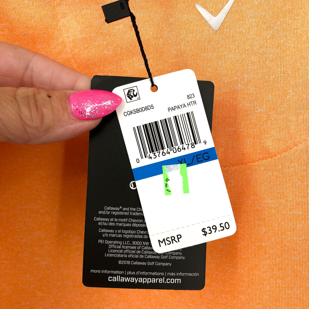 CALLAWAY Women's Sleeveless Golf Polo Shirt XL Orange Quarter Zip NWT