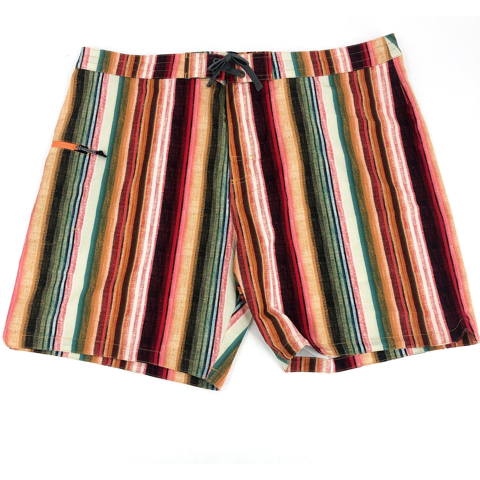 PRANA Mens Fenton Board Shorts Size 28 XS Multi Baja Stripe 9" Inseam UPF 50 NWT