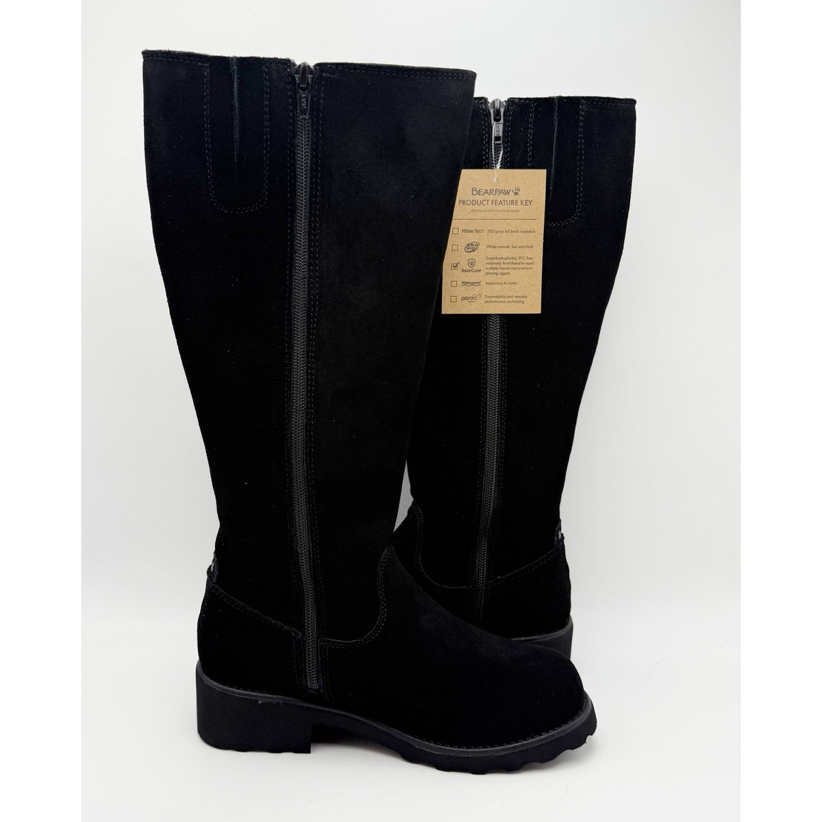 Bearpaw Womens Audrina Knee High Boots Size 6 Black Suede Water Repellent NIB