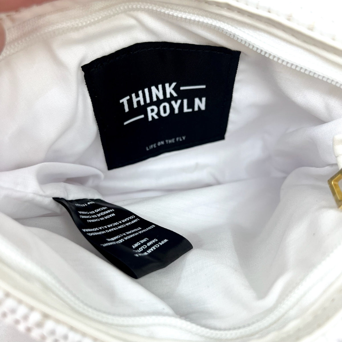 THINK ROYLN Women's Raffia Bum Bag 2.0 White /Gold Crossbody Strap NWOT