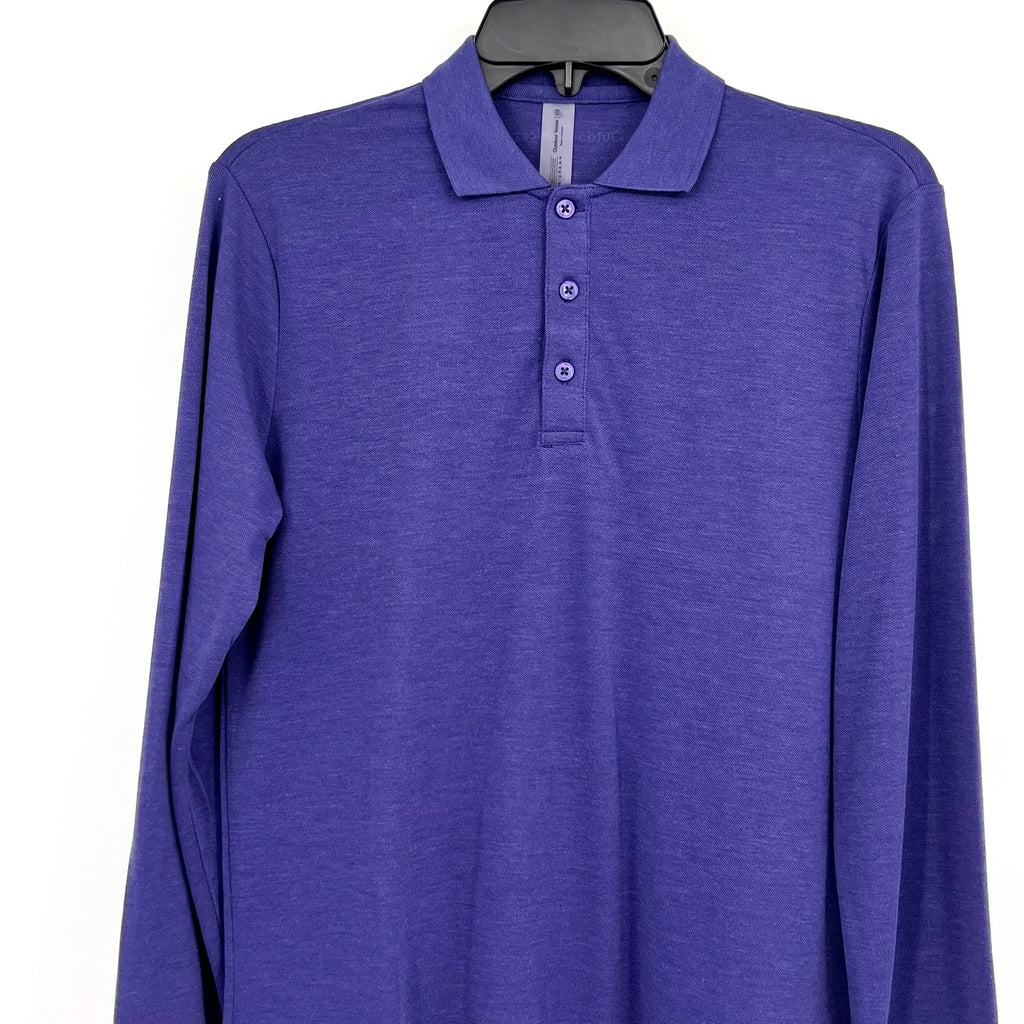 OUTDOOR VOICES Men's Birdie Long Sleeve Polo Shirt XXS Purple DriRELEASE NWT