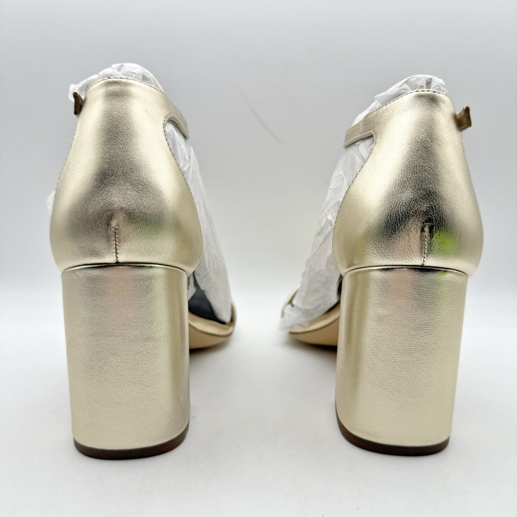 Sam Edelman Womens Daniella Heeled Sandals US 9.5 Wide EU 40.5 Gold Leather NIB