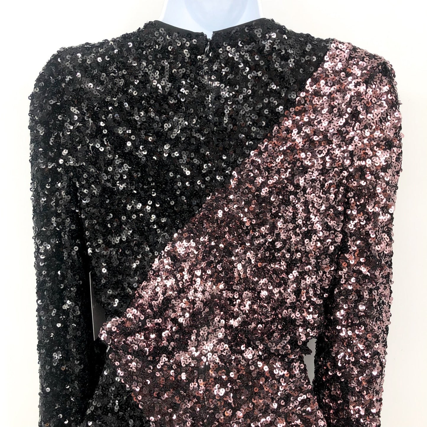 CHELSEA28 Colorblock Sequin Cocktail Dress XS Black Long Sleeve NWT