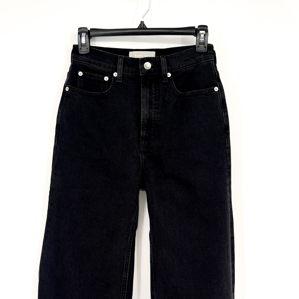 EVERLANE Womens Way-High Sailor Jeans Size 25 US 0 Crop Coal Black Wide Leg NWT