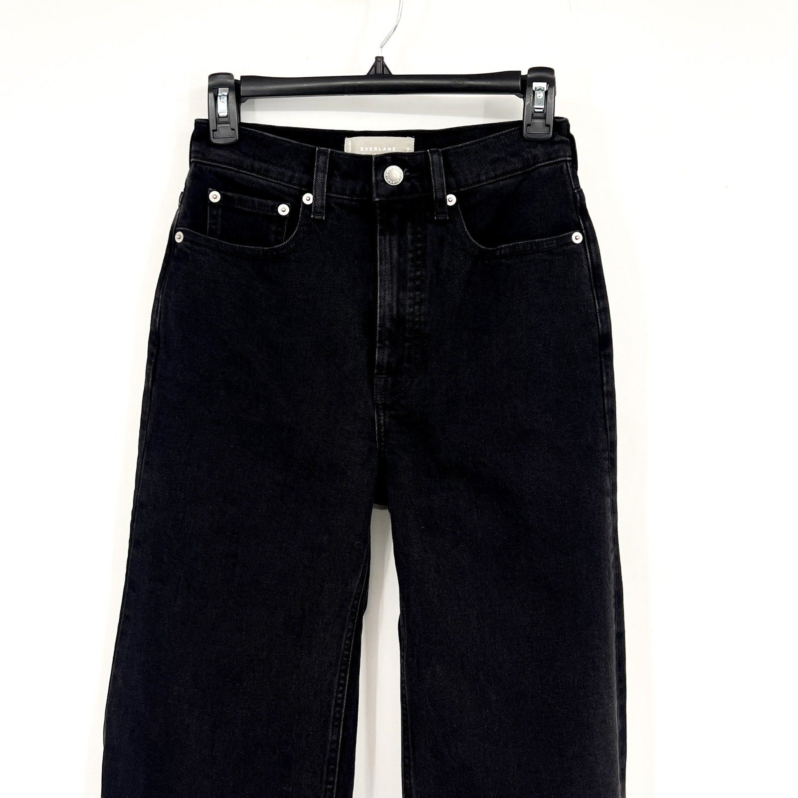 EVERLANE Womens Way-High Sailor Jeans Size 25 US 0 Crop Coal Black Wide Leg NWT