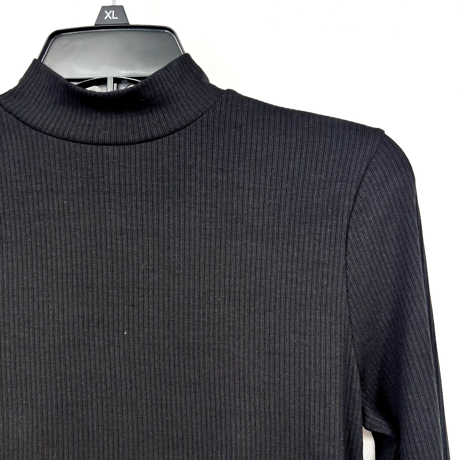 MADEWELL Women's Drapey Rib Long-Sleeve Mockneck Top Medium Jet Black NS610 NWT