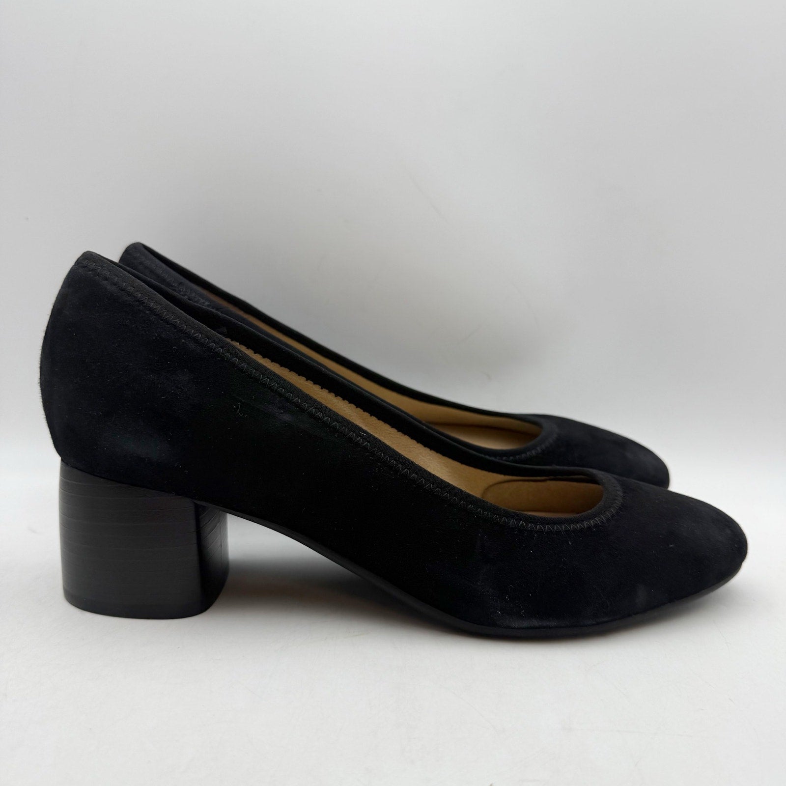 Earth Womens Rellia Pumps Size 10 WIDE Black Suede Slip On Heels NWOB