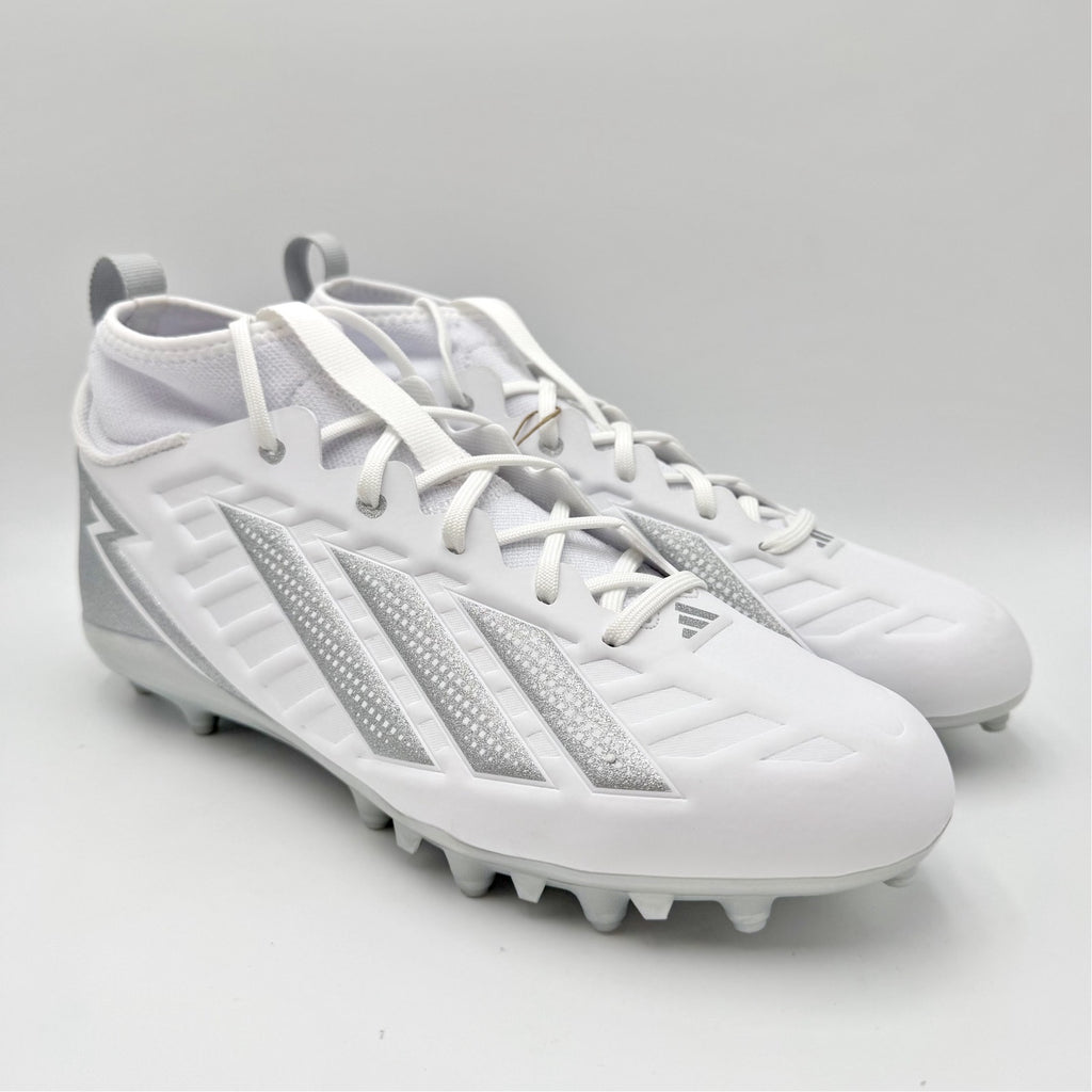 Adidas Mens Adizero Impact.2 II Football Cleats Size 11.5 EU 45 White Silver NIB