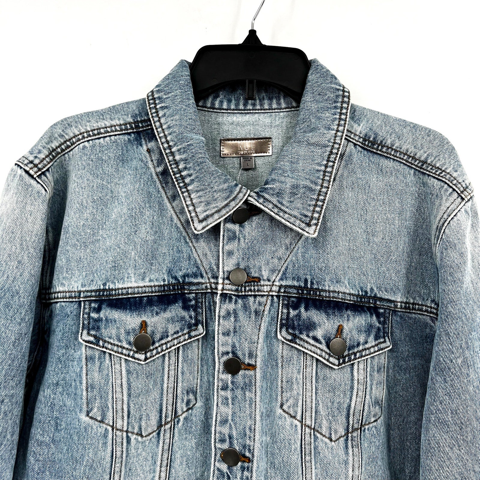KUT FROM THE KLOTH Emmy Boyfriend Jean Jacket Large Medium Blue Relaxed Fit NWT