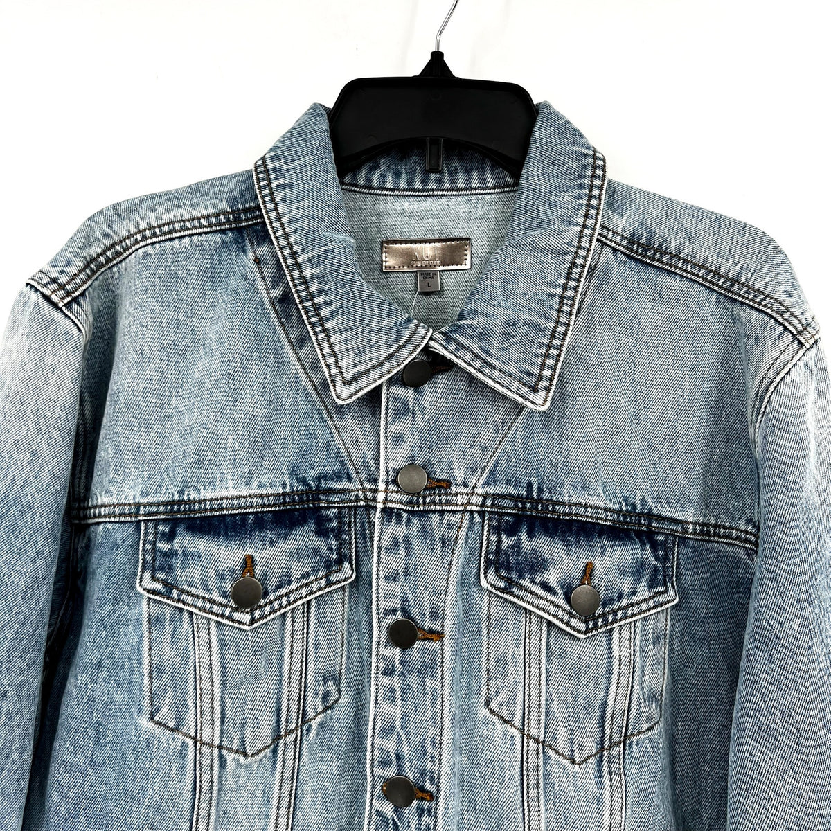KUT FROM THE KLOTH Emmy Boyfriend Jean Jacket Large Medium Blue Relaxed Fit NWT