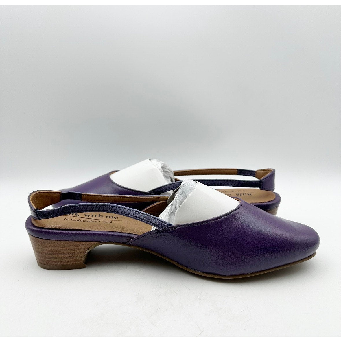 Coldwater Creek Womens Josie 2 Slingback Heels Size 9.5 Wide Purple Leather NIB