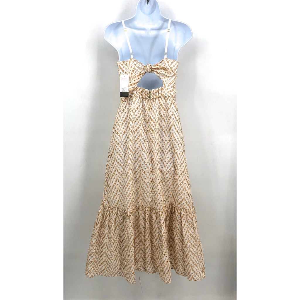 LILLY PULITZER Charlese Eyelet Halter Maxi Dress Sz 00 Tan White Sand Bar NWT