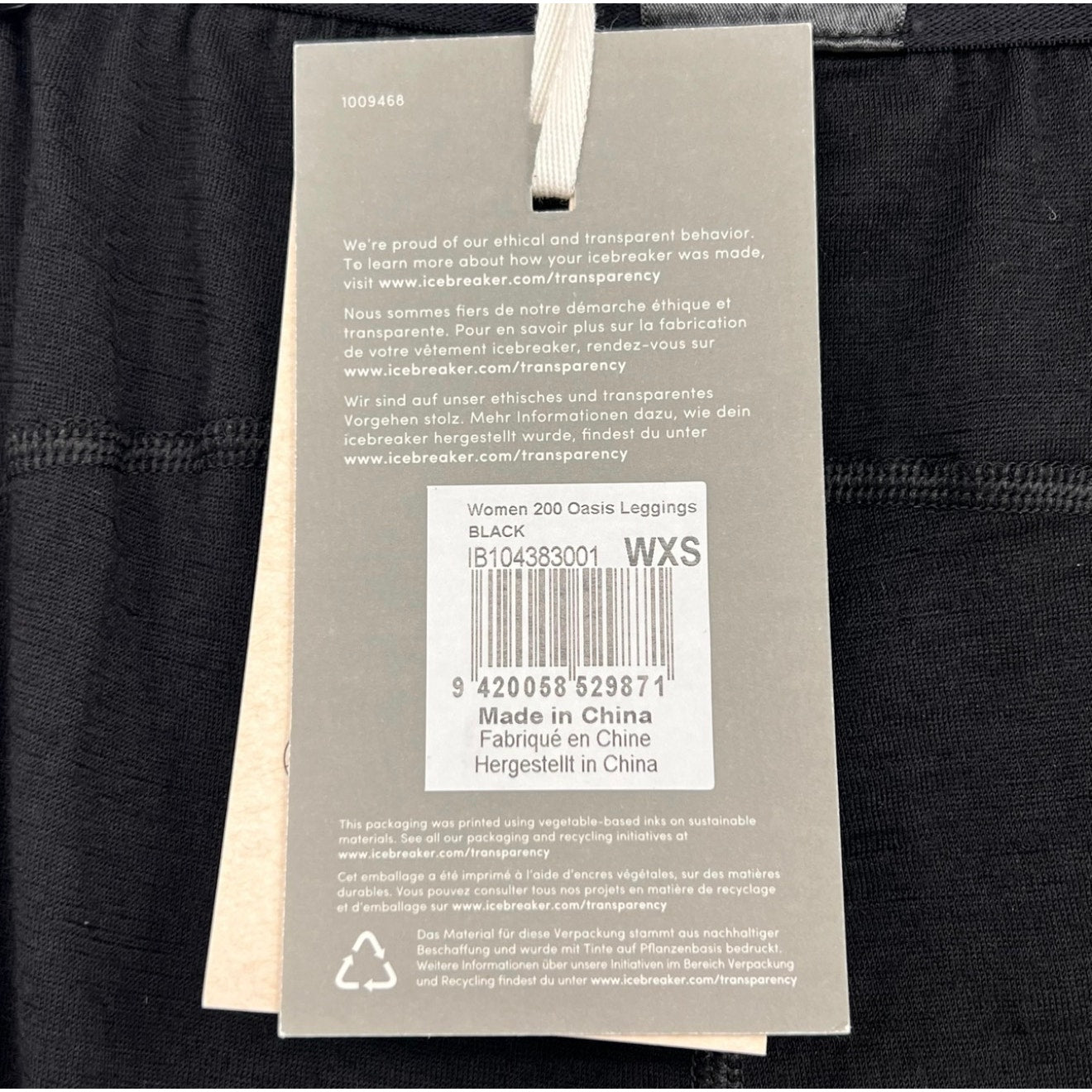 ICEBREAKER Women's Merino 200 Oasis Thermal Leggings XS Black Base Layer NWT